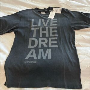 NWT. Anine Bing CASON TEE LIVE THE DREAM - Washed Black. Medium.